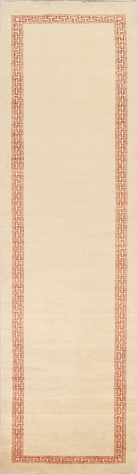 Bordered Gabbeh Modern Oriental Runner Rug Handmade Wool Carpet 2' 7" x 10' 6" gallery