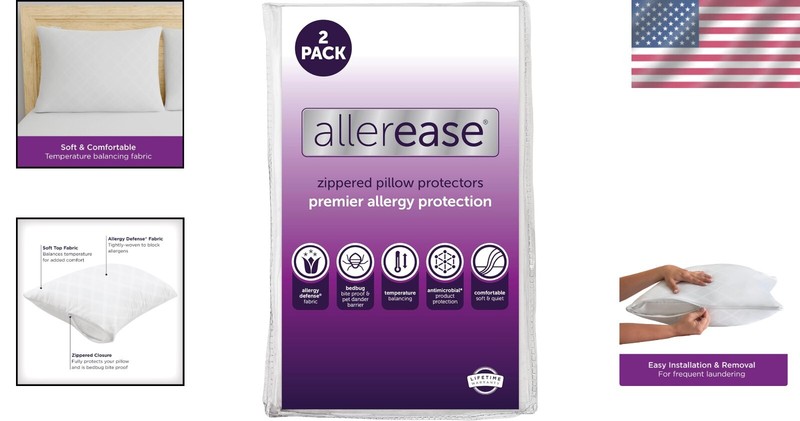 King Size AllerEase Pillow Protectors - 240 Thread Count and Allergy Defense gallery