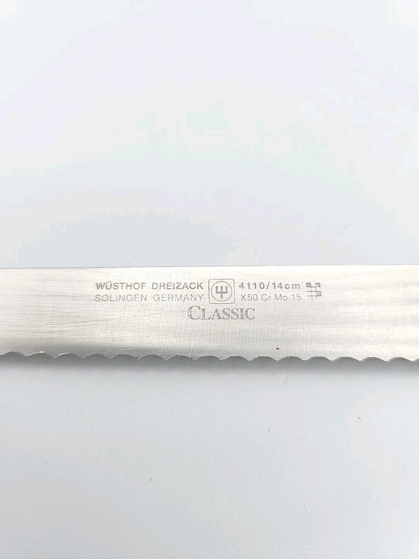 Wusthof Dreizack Solingen Germany Classic 5" In Serrated Utility Knife 4110 14cm gallery