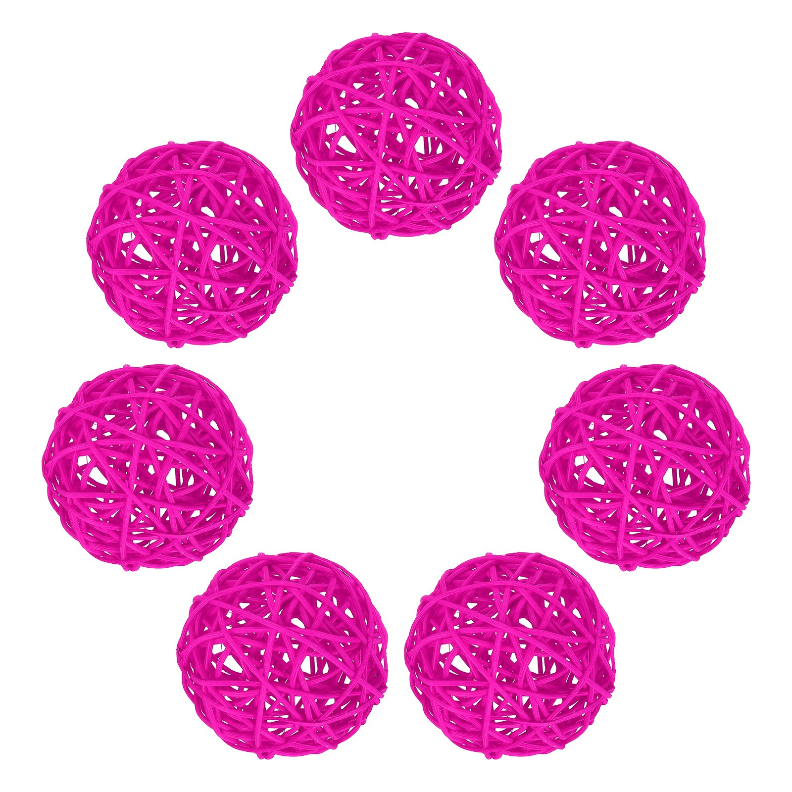 7Pcs Wicker Rattan Balls, 2.75 in Dia Rattan Decorative Balls, Rose Red gallery