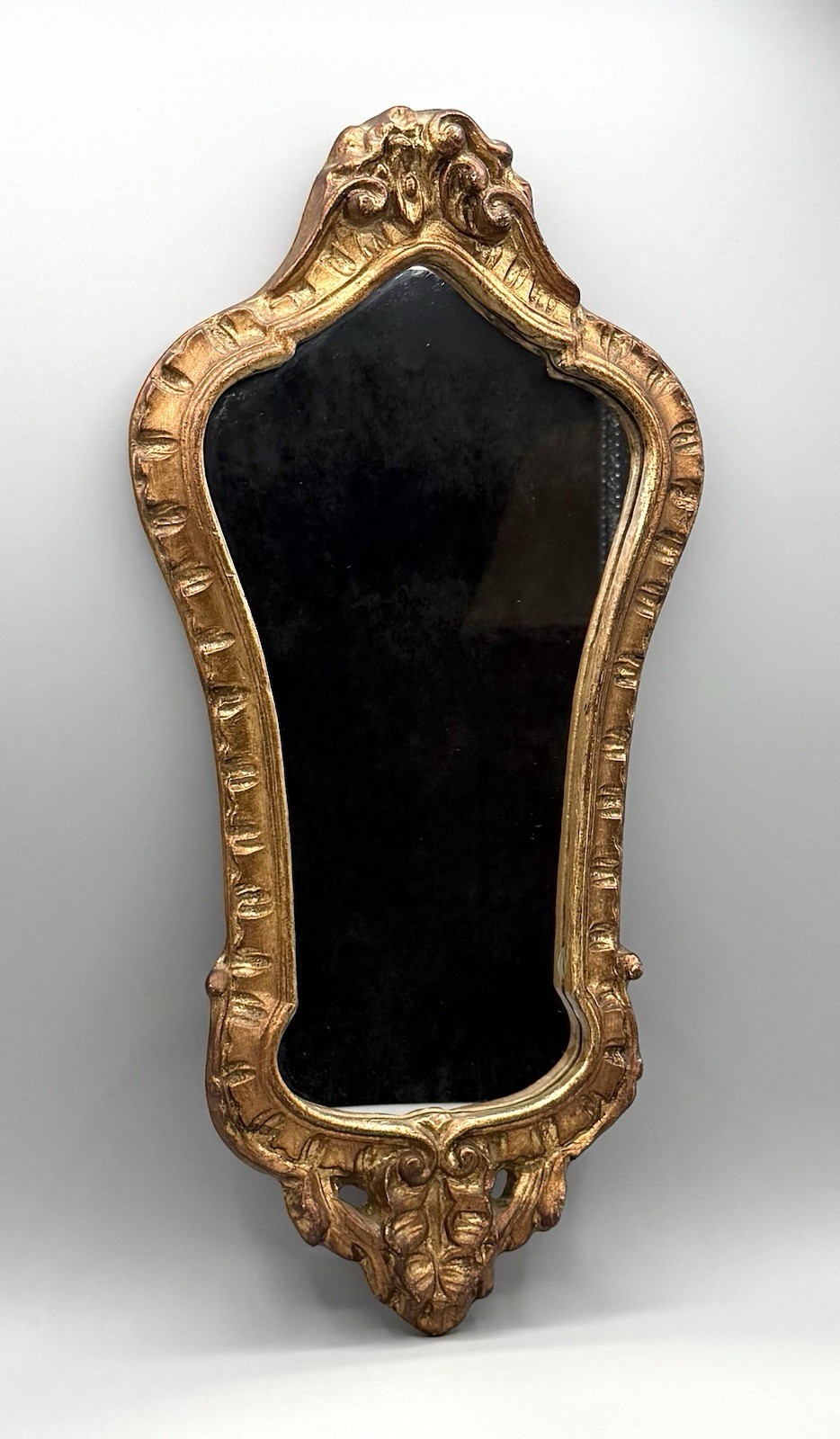 Vtg Florentine Rococo Hollywood Regency Style Gilt Wood Wall Mirror 18x8.5 Italy gallery