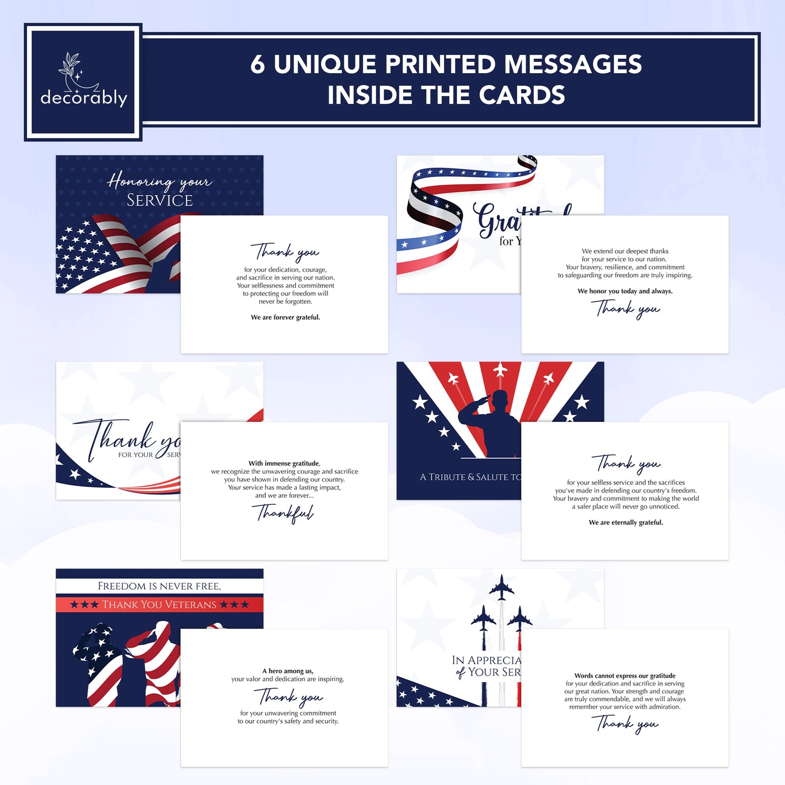 Decorably 24 Pack 6x4in Veteran Thank You Cards with 6x4 inches, Veterans gallery
