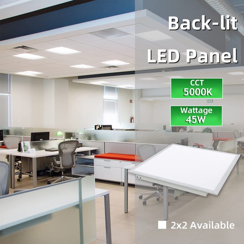 LED Flat Panel Light 2x2FT, 45Watt 5800LM Recessed Backlit Troffer Lights, 5000K gallery