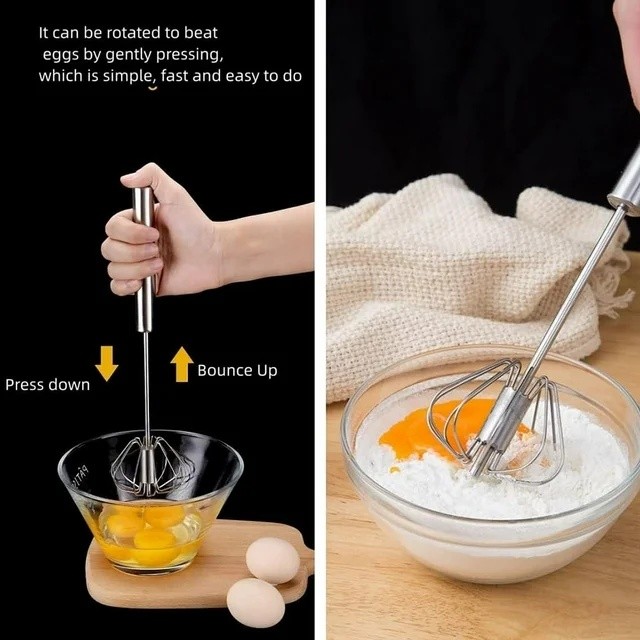 Semi-Automatic Egg Whisk Hand Push Egg Beater Stainless Steel Blender Mixer Whis gallery