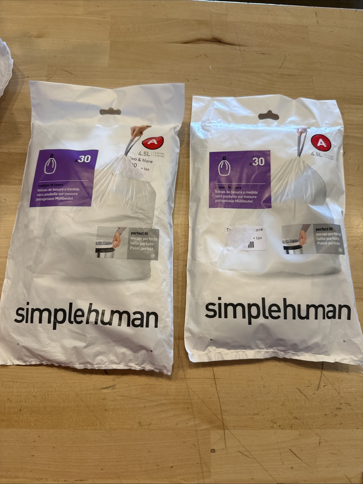 simplehuman Trash Can Liner A, 4.5 Liters/1.2 Gallons, 30-Count. 2 Pks gallery