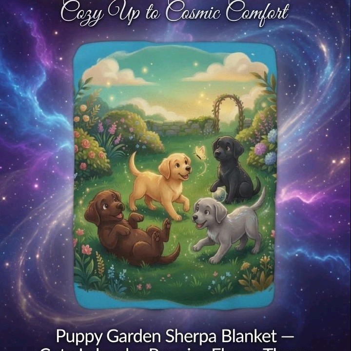 Sherpa Fleece Throw Blanket Multicolor Puppy Garden Animals Rectangular gallery