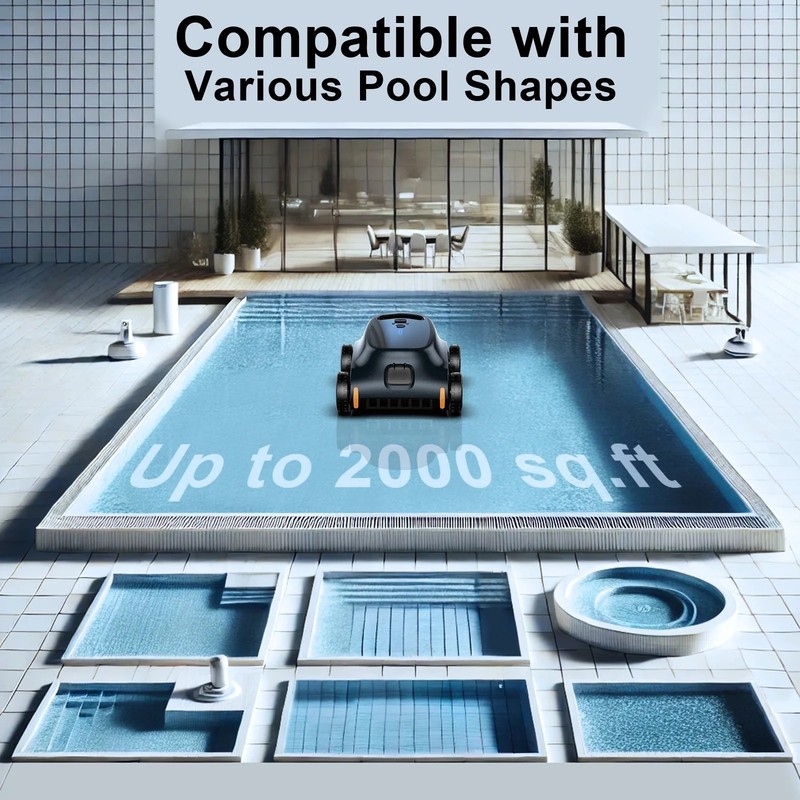 Automatic Pool Vacuum - 180 Min Runtime Robotic Pool Cleaner with Top Handle & F gallery