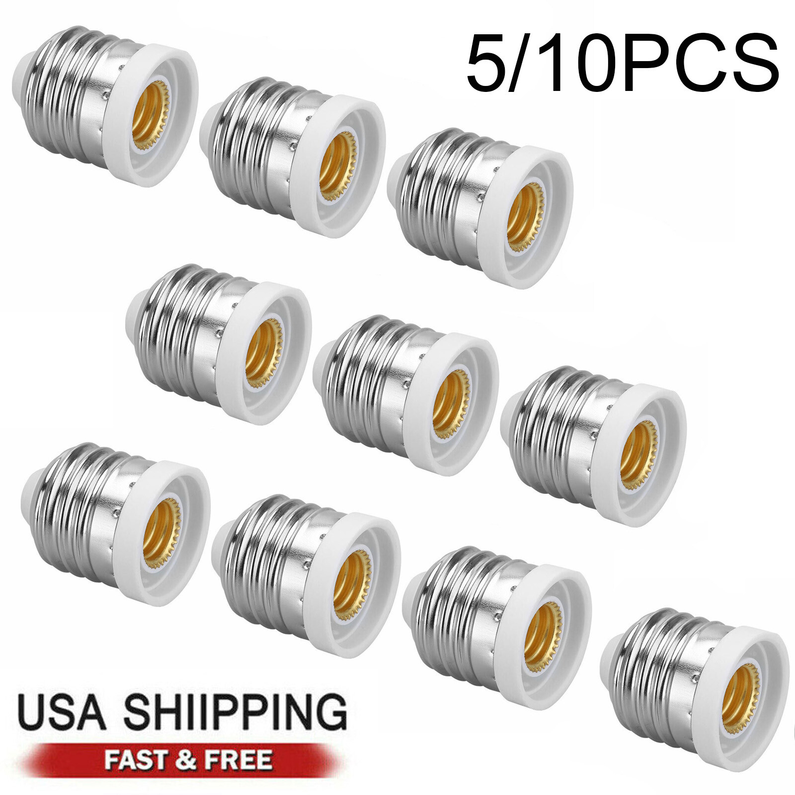 5/10x Light Bulb Socket Adapter Medium Base E26 to E12 Candelabra Screw Reducer gallery