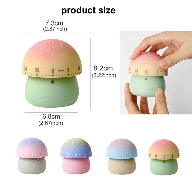 Mechanical Kitchen Timer Manual Wind Up 60 Minute Countdown Pink ABS gallery