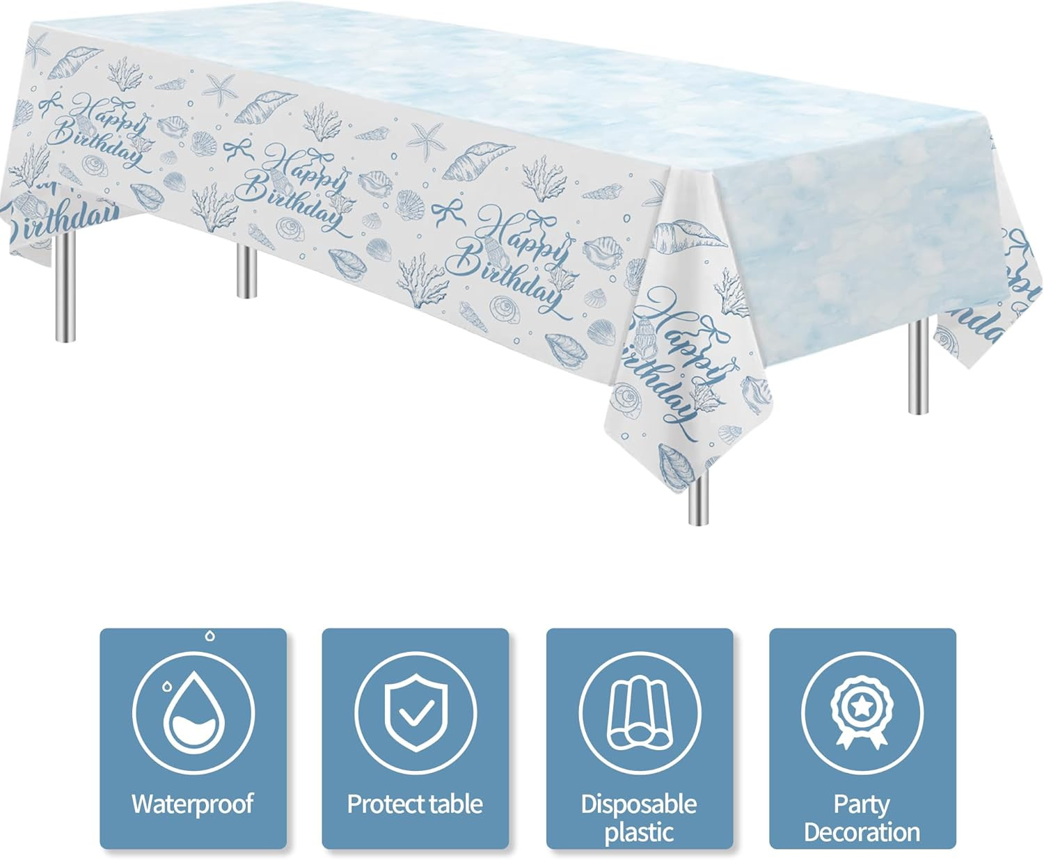 Seashell Party Tablecloth Decorations for the Summer Ocean Birthday Baby Shower gallery