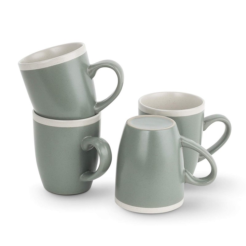Stone Lain lain Serenity Stoneware Dish Set 4 Mugs Green and Cream gallery