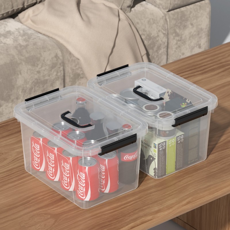 4/6 Packs 12 Liters Stackable Latching Box with Lid & Handle Plastic Storage Bin gallery