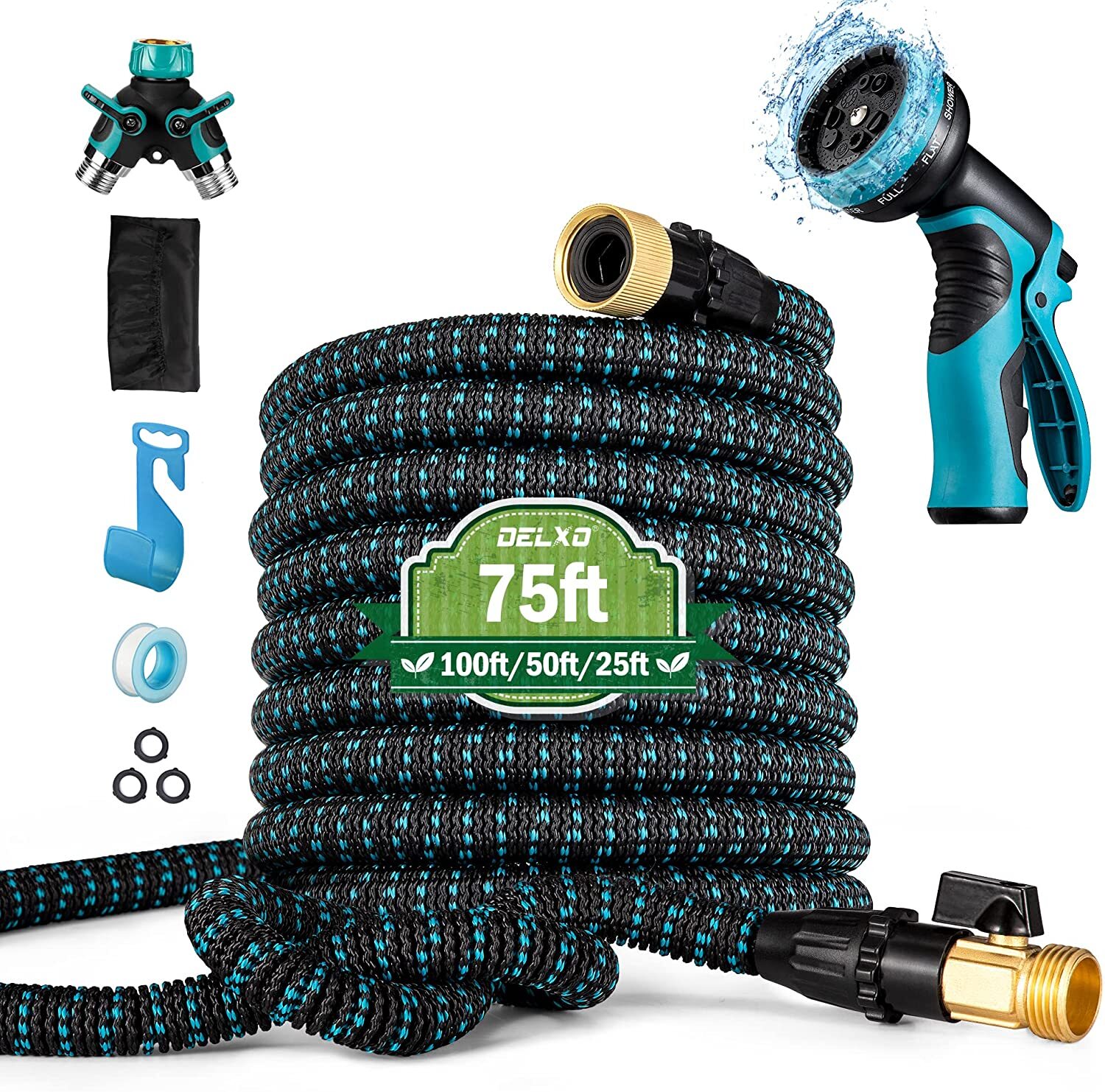 4X Stronger Deluxe Heavy Duty Expandable Flexible Garden Water Hose (50ft,75ft) gallery