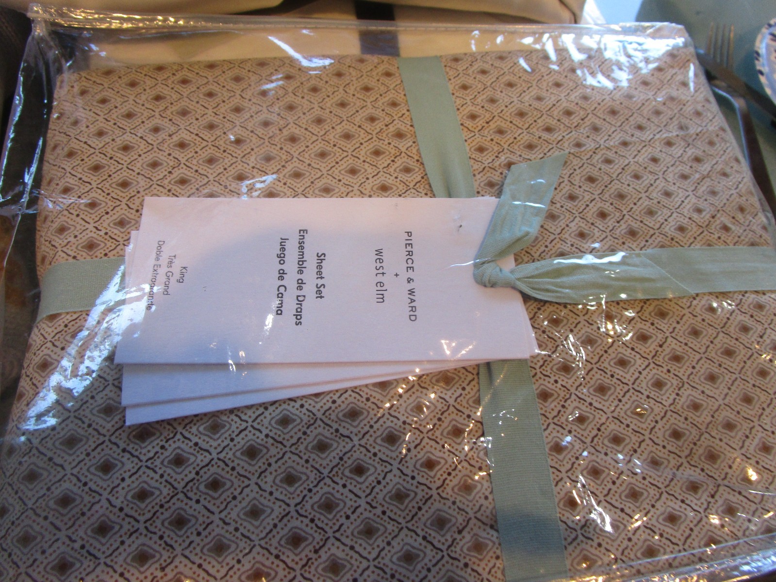 West elm Pierce & Ward Deco Diamond Sheet Set King silver mink New w tag gallery