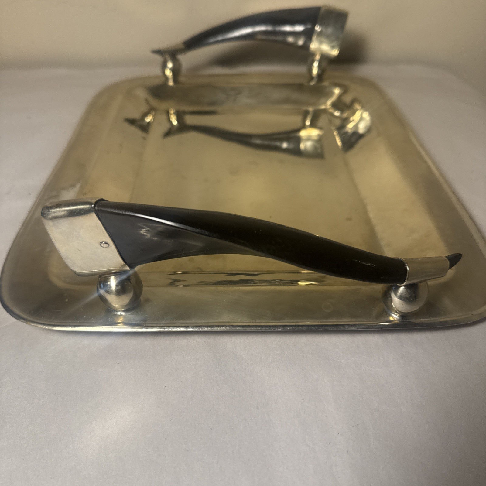 Rectangular Nickel Silver Tray With Horn Handles gallery