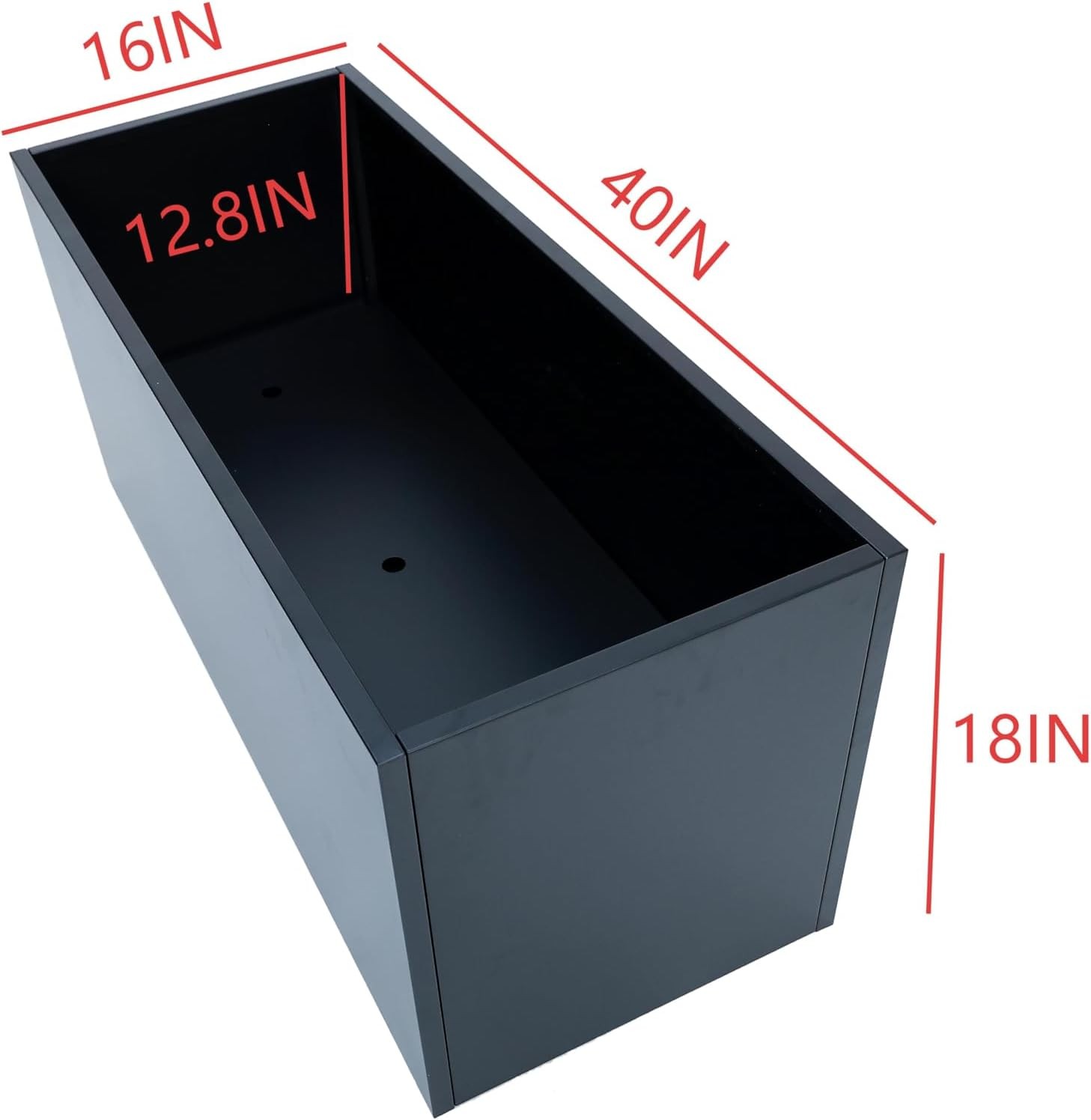 40x16x18 Inch Metal Large Rectangular Planter Black gallery