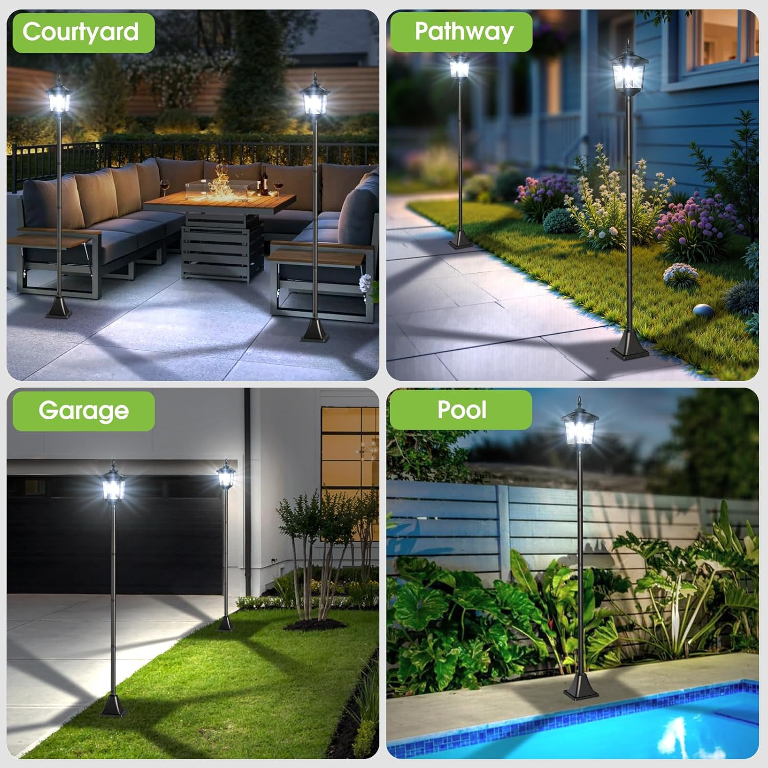 Solar Lamp Post Light Outdoor, Cool White, IP45 Waterproof Solar Post Lights Out gallery