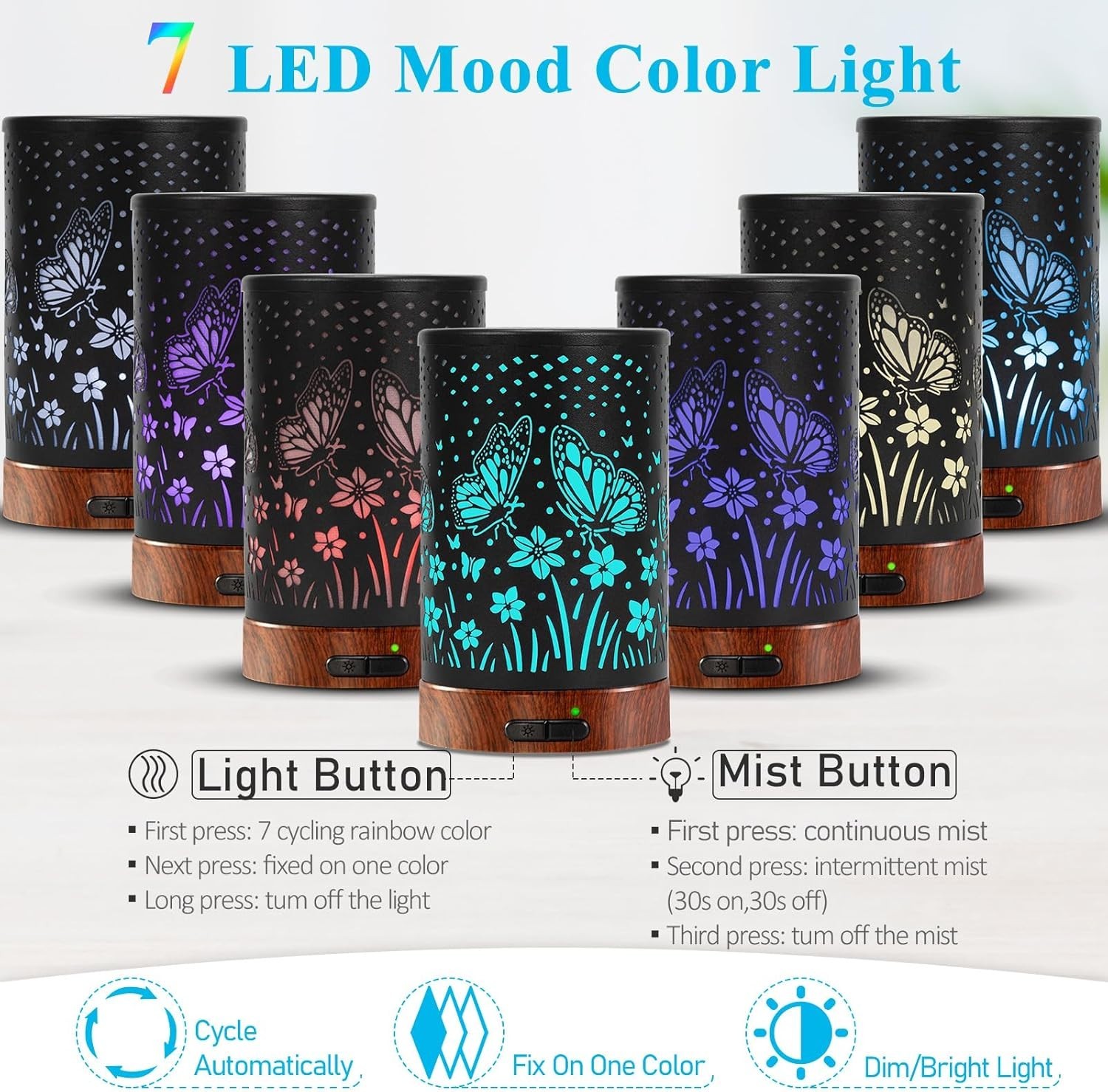 Essential Oil Diffuser - 150ML Metal Aromatherapy Large Butterfly gallery