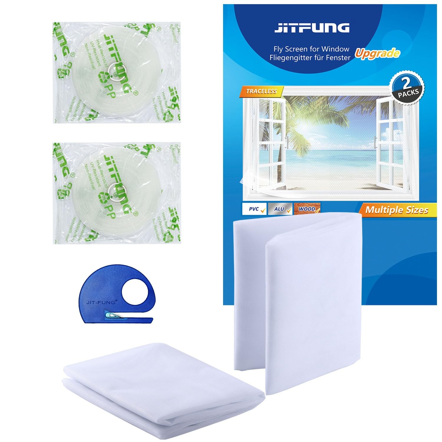 JITFUNG DIY Window Screen Curtain, 2 Packs of Mesh Netting 51 * 61 inches wit... gallery