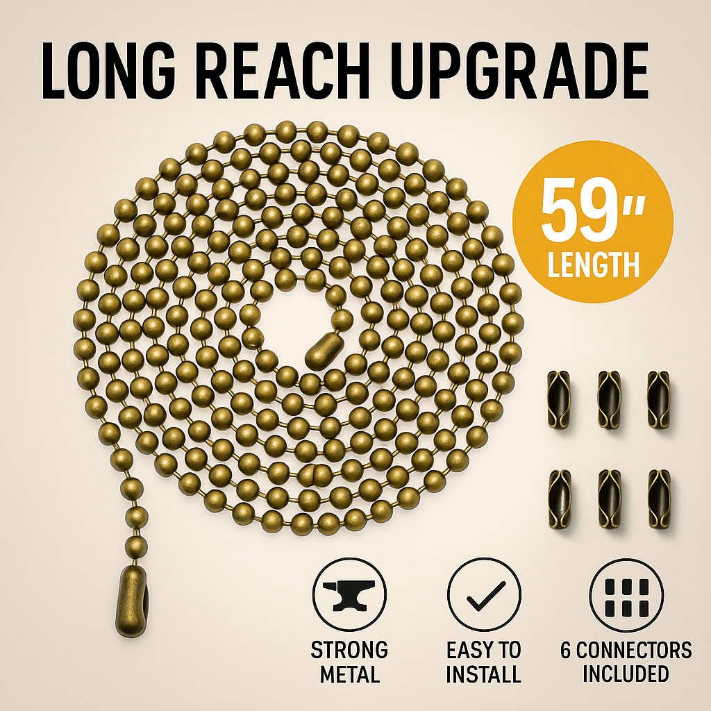 Ceiling Fan Pull Chain Extension Bronze 59 Inch Beaded Chain with 6 Connectors gallery