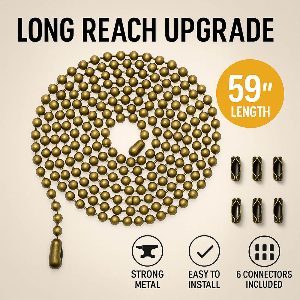 Ceiling Fan Pull Chain Extension Bronze 59 Inch Beaded Chain with 6 Connectors