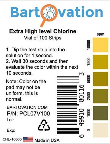 Extra HighLevel Chlorine Test Strips, 010,000 ppm Vial of 100 Strips gallery