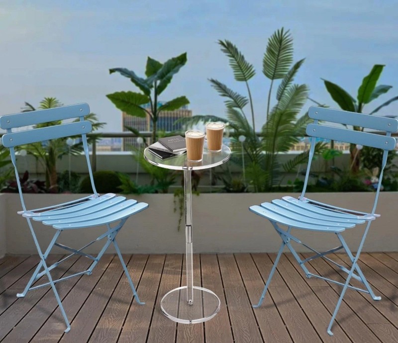 Acrylic Drink Table for Small Spaces, 10" L x 10" W x 21.3" H, Drink Side/End... gallery
