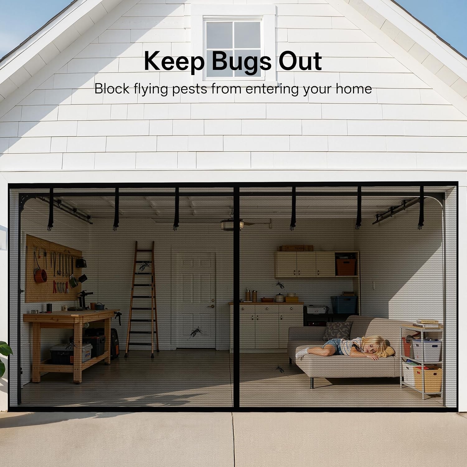 8x7ft Magnetic Garage Door Screen, Polyester Magnetic Screen Door, Garage Door gallery