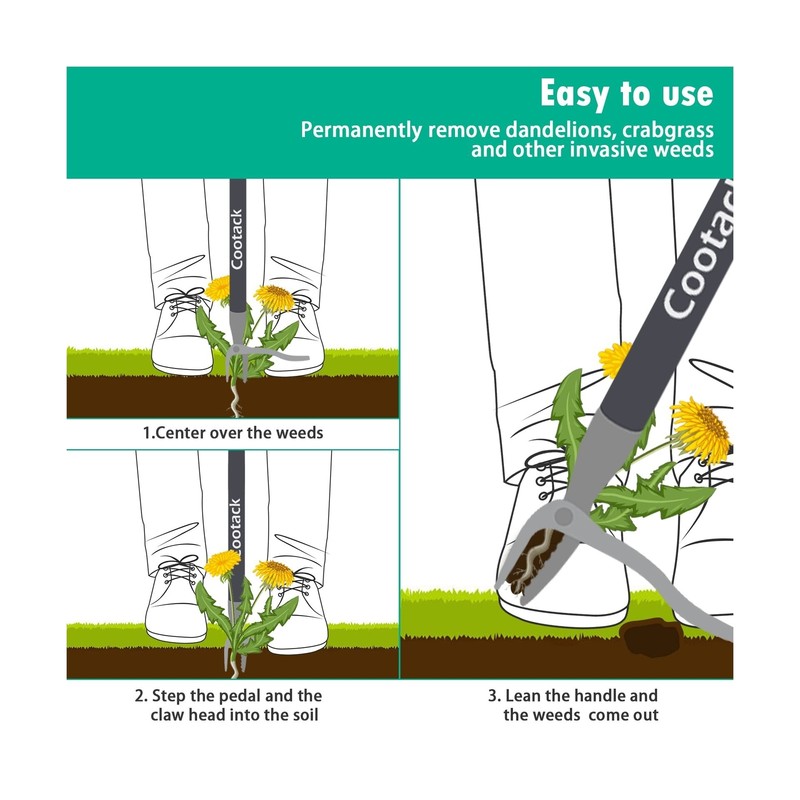 Cootack 52'' Weed Puller Long Handle Stand-up Weeding Tool, Long Hand Weeder ... gallery
