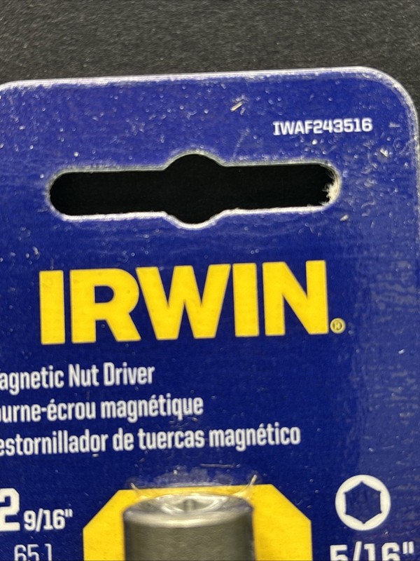 2- Irwin Magnetic Nutsetter, Nut Driver, IWAF243516, 5/16”, 2-9/16" Long, Sealed gallery