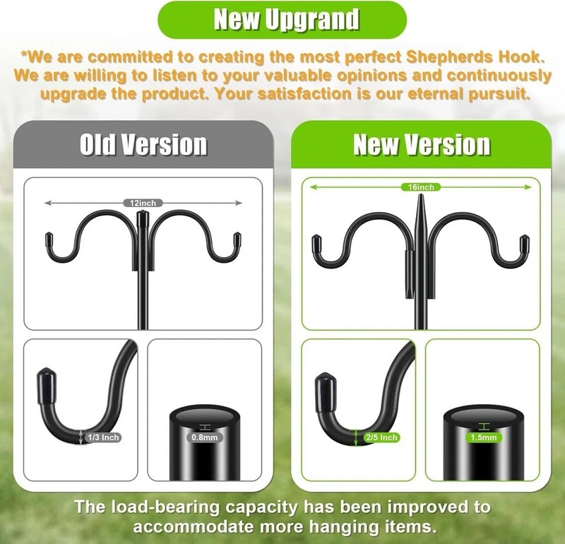 2-Pack Adjustable Double Shepherd's Hooks - 92 Inch Wrought Iron Garden Hooks gallery