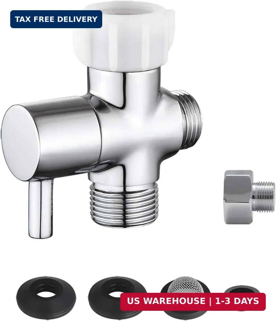 Bidet T Adapter With Shut off Valve,3 Way T Valve for Bidet, Brass T Adapter for gallery