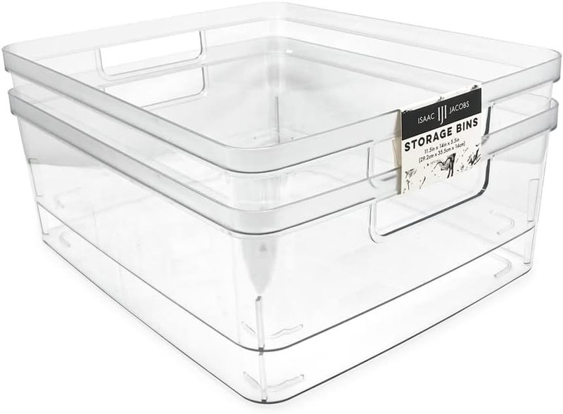 2-Pack Extra-Large Clear Storage Bins 11.5” L x 14” W x 9” H w/Cutout Handles gallery