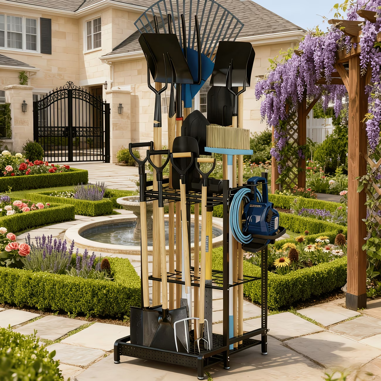 Garden Tool Organizer for Garage, Utility Storage Racks with Hooks gallery