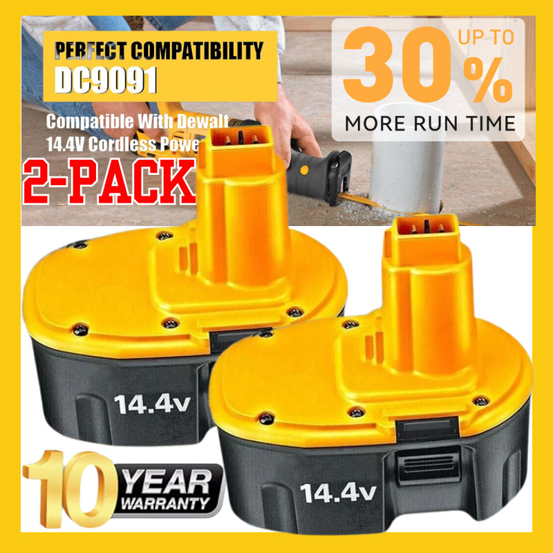 2Pack 14.4 Volt Replacement For DEWALT DC9091 14.4V Battery DW9091 DW9094 DE9091