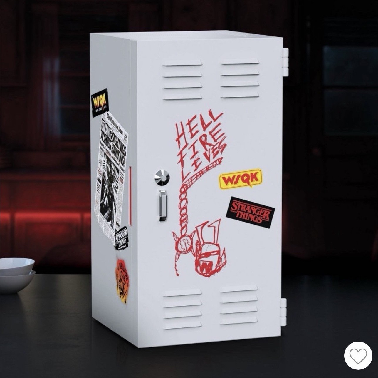 WOK Stranger Things Countertop Mini Fridge Single Door White/Red Stickers gallery