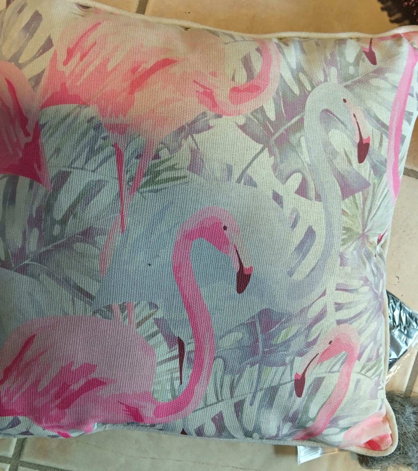 Outside Flamingo Decorator Pillow Throw Cushion No Closure 17"x17" canvas tropic gallery