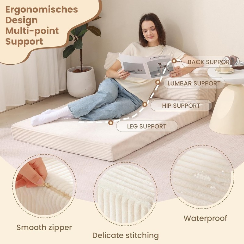 Folding Sofa Bed Convertible Sleeper Chair w/ Pilow Matress 2 in 1 Pull Out gallery