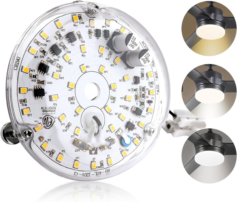 4 Ceiling Fan LED Light Replacement, 18W Retrofit Kit, 6000K Dimmable LED Light, gallery
