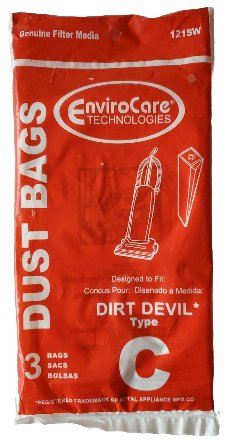 DIRT DEVIL Type C 3 Upright Vacuum Bags Sealed Enviro Care Filter Media gallery