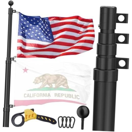 Telescoping Flag Pole for Outside House, 20 FT Heavy Duty 45K PSI & 20FT Black gallery