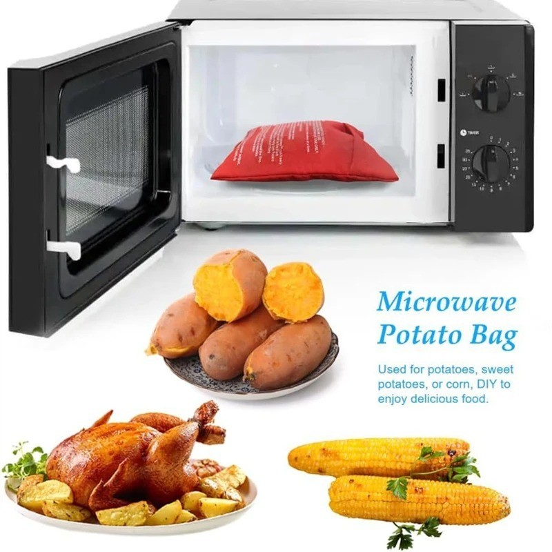 2 Pack New Potato Microwave Cooker Bags 4 Minutes Fast Quick Reusable Washable* gallery