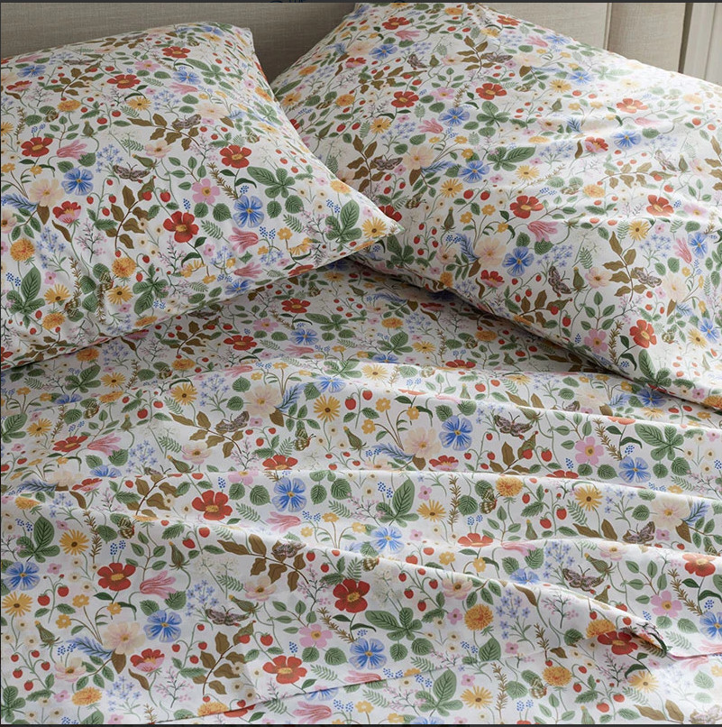 The Company Store Strawberry Fields Cotton Percale Bed Sheet Set White Multi gallery