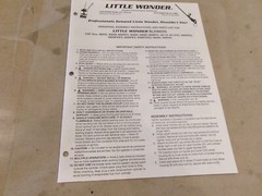 OPERATING, ASSEMBLY INSTRUCTIONS, AND PARTS LIST FOR THE LITTLE WONDER BLOWERS