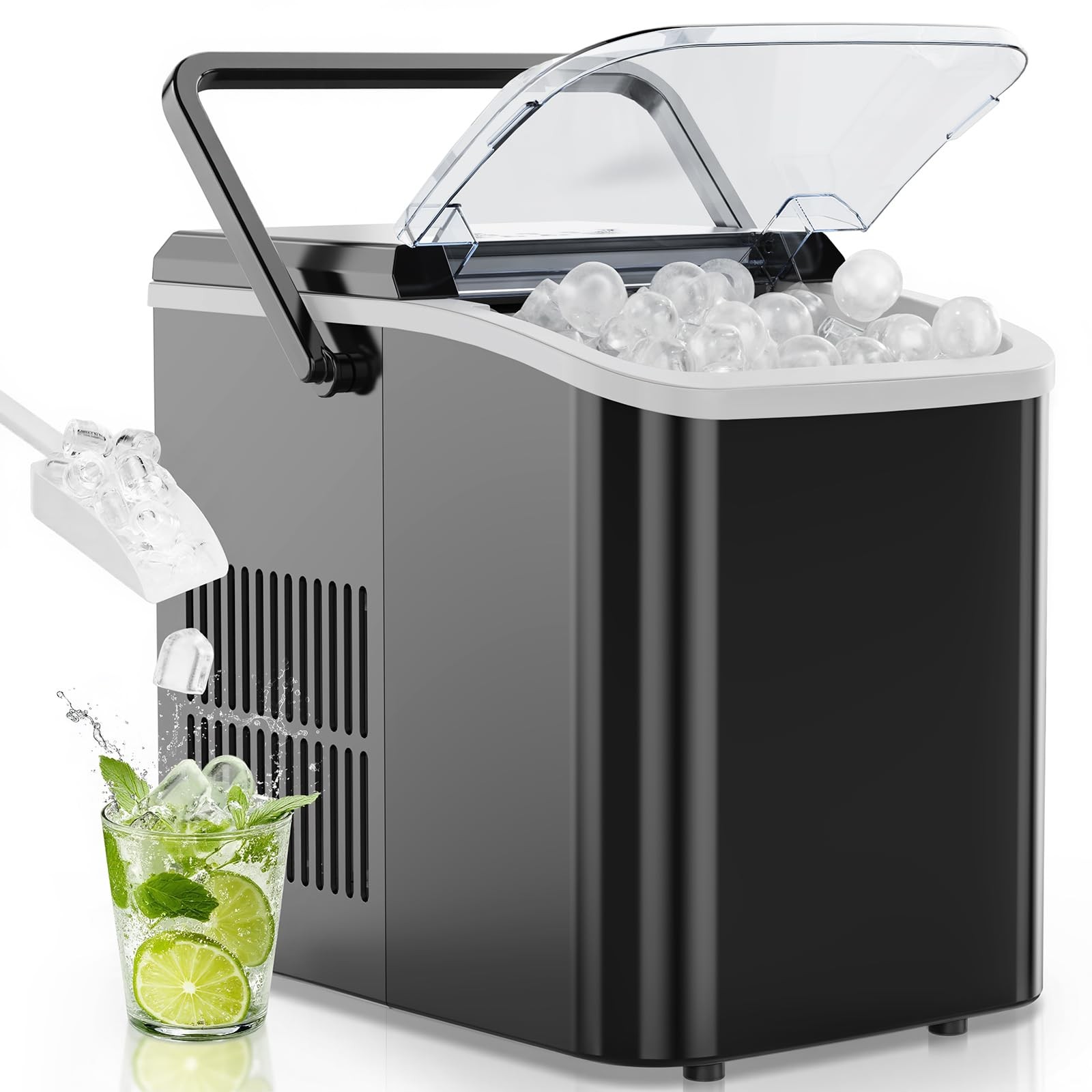 Countertop Ice Maker Machine with Handle, Auto-Cleaning, 26lbs in 24Hrs, 2 Sizes gallery