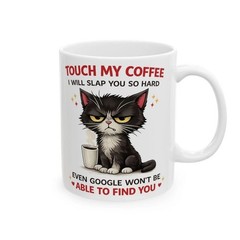 Funny Grumpy Cat Coffee Mug 11oz – Touch My Coffee Quote Gift for Cat Lovers