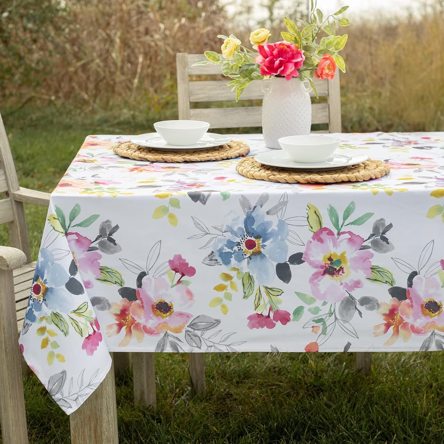 Spillproof Spring/Summer Durable Heavyweight Fabric Indoor Outdoor Tablecloth, gallery