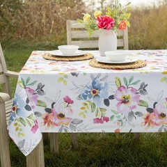 Spillproof Spring/Summer Durable Heavyweight Fabric Indoor Outdoor Tablecloth,