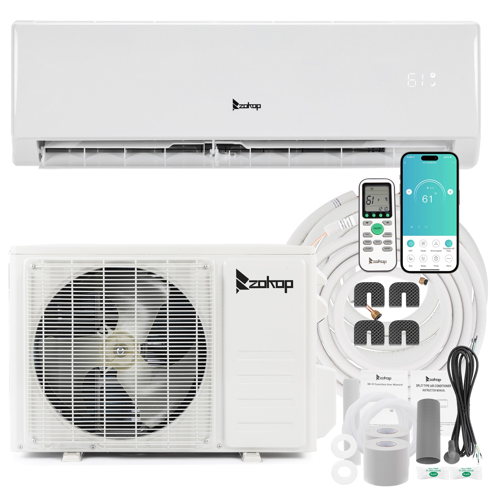 11500 BTU Mini Split AC/Heating System Split Inverter Air Conditioner w/Wifi APP gallery