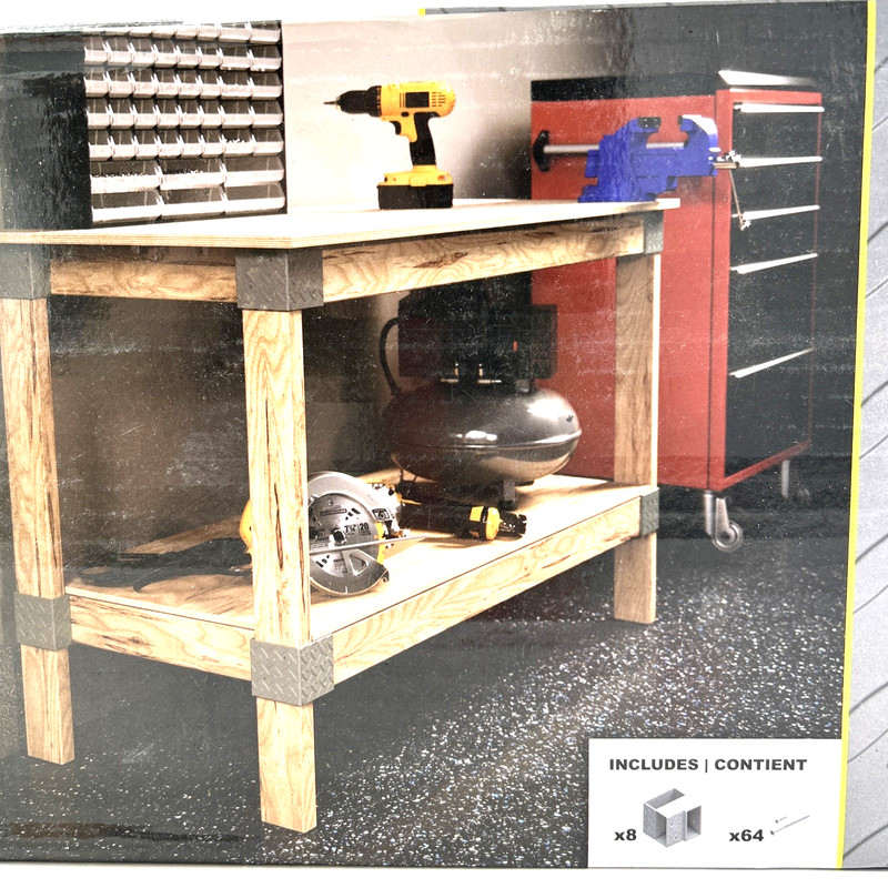 Heavyweight 2' x 4' Do-It-Yourself Workbench Kit Corners Gray Use Own Lumber gallery